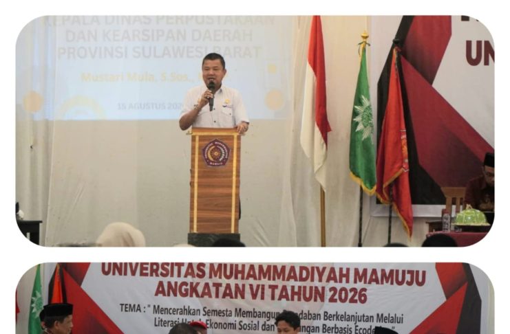 Pembekalan KKN Tematik Literasi Unimaju, Kadis Perpusip Sulbar Harap Mahasiswa KKN Jadi Penggerak Literasi di Desa