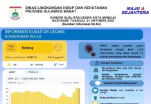 DLHK Sulbar Sampaikan Informasi Kualitas Udara Mamuju, AQI 79 Berada pada Kategori Sedang